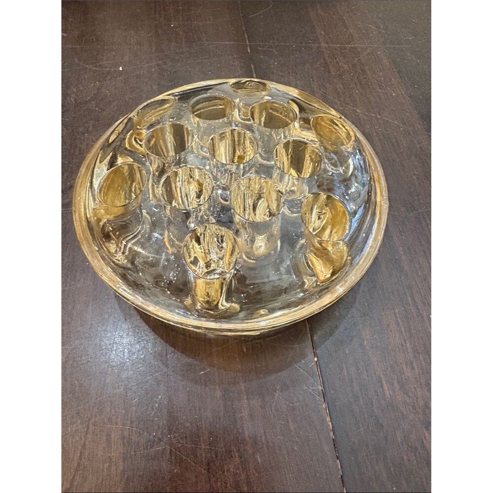 Vintage Amber Glass Flower Frog